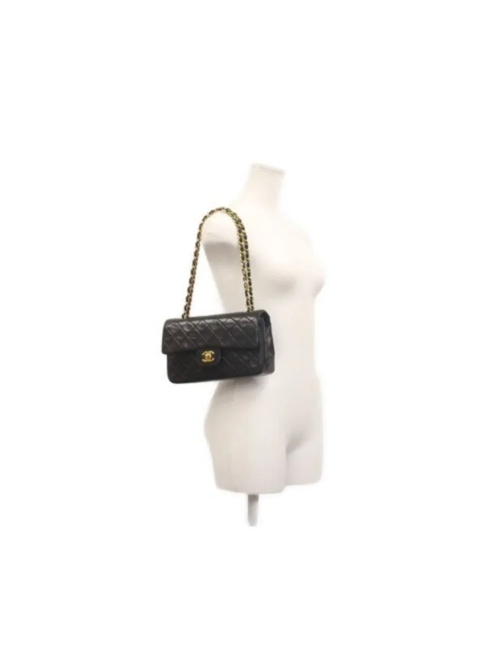 Chanel Black Lambskin Gold Double Flap Bag Quilted 23